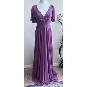 DB Studio Celebrate Elegant V-Neck Flutter Sleeve Bridesmaid Maxi Dress 6 Prom